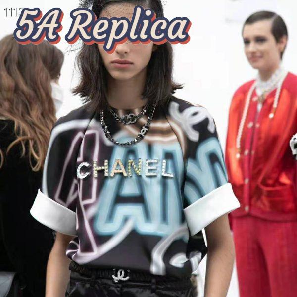 Replica Chanel Women Calfskin Gold-Tone Metal Glass Pearls & Strass Black Belt 15