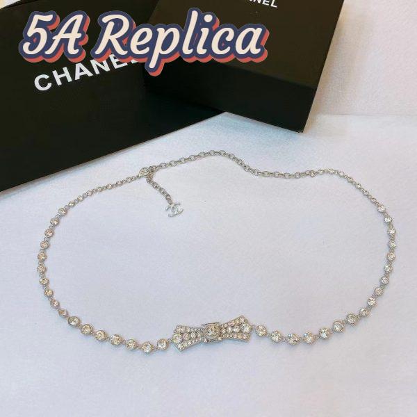 Replica Chanel Women CC Belt Metal Strass Imitation Pearls Silver Crystal Pearly White 3