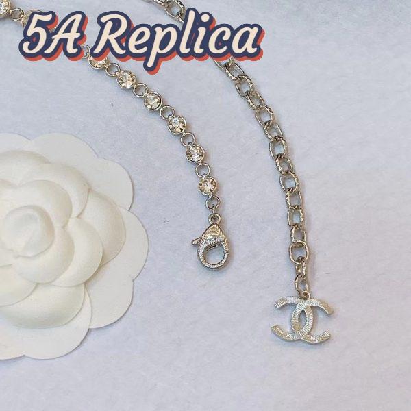 Replica Chanel Women CC Belt Metal Strass Imitation Pearls Silver Crystal Pearly White 9