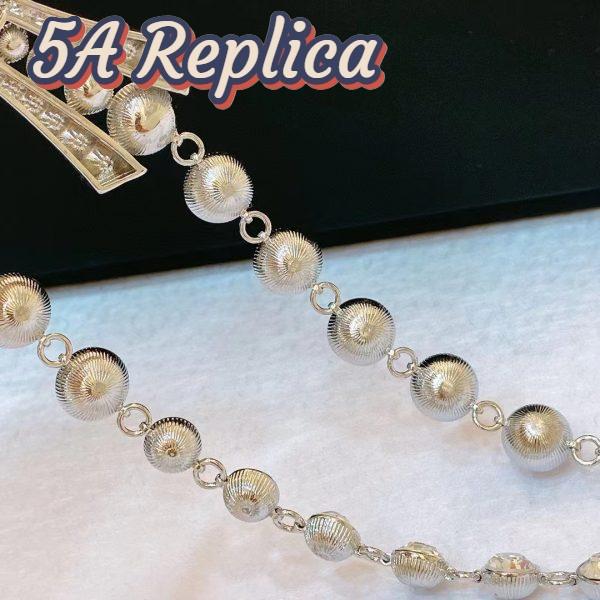 Replica Chanel Women CC Belt Metal Strass Imitation Pearls Silver Crystal Pearly White 10