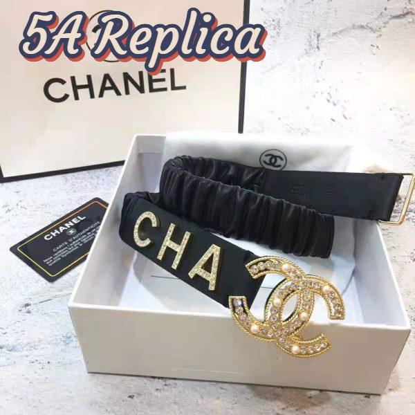 Replica Chanel Women Goatskin & Gold-Tone Metal Belt-Black 5
