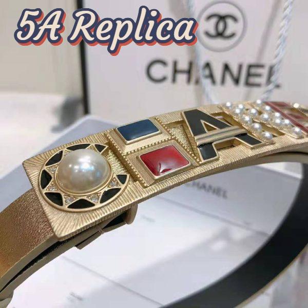 Replica Chanel Women Goatskin & Gold-Tone Metal Belt-Gold 9