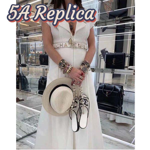 Replica Chanel Women Goatskin & Gold-Tone Metal Belt-White 11
