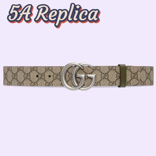 Replica Gucci GG Unisex Marmont Reversible Belt Beige Ebony Supreme Canvas 3.8 CM Width 2