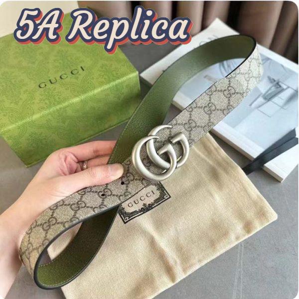 Replica Gucci GG Unisex Marmont Reversible Belt Beige Ebony Supreme Canvas 3.8 CM Width 3