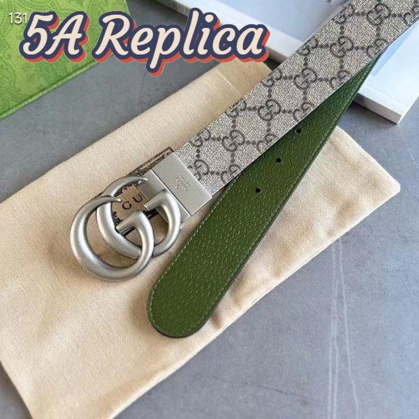 Replica Gucci GG Unisex Marmont Reversible Belt Beige Ebony Supreme Canvas 3.8 CM Width 4