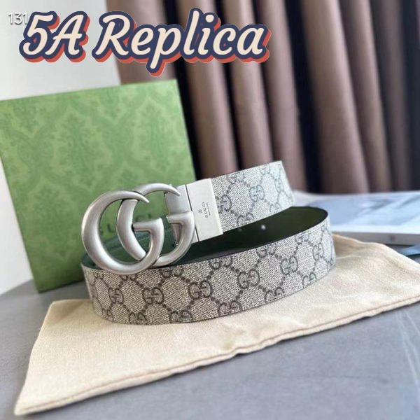 Replica Gucci GG Unisex Marmont Reversible Belt Beige Ebony Supreme Canvas 3.8 CM Width 5