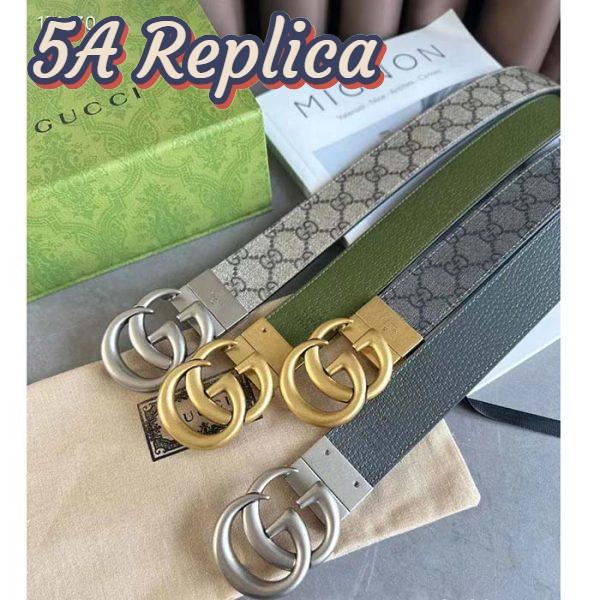 Replica Gucci GG Unisex Marmont Reversible Belt Beige Ebony Supreme Canvas 3.8 CM Width 9