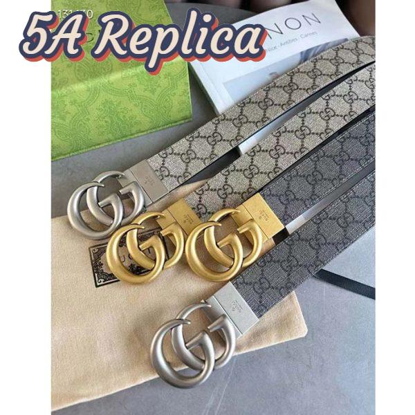 Replica Gucci GG Unisex Marmont Reversible Belt Beige Ebony Supreme Canvas 3.8 CM Width 11