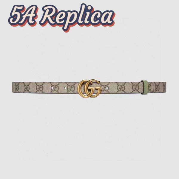 Replica Gucci GG Unisex Marmont Reversible Thin Belt Beige Ebony GG Supreme Canvas