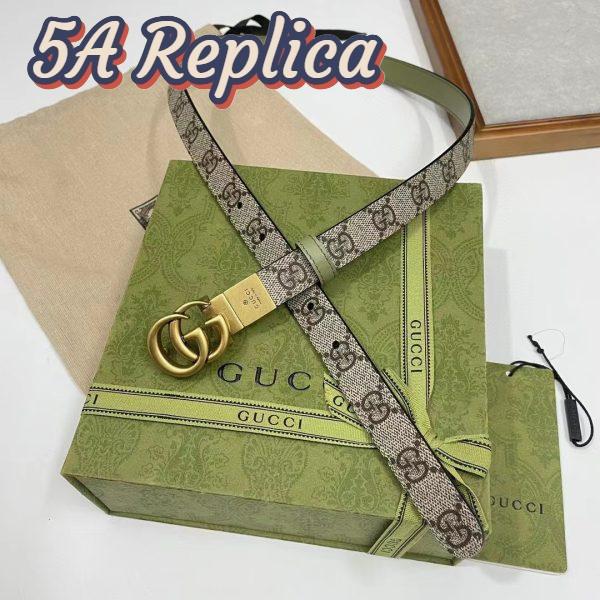 Replica Gucci GG Unisex Marmont Reversible Thin Belt Beige Ebony GG Supreme Canvas 2