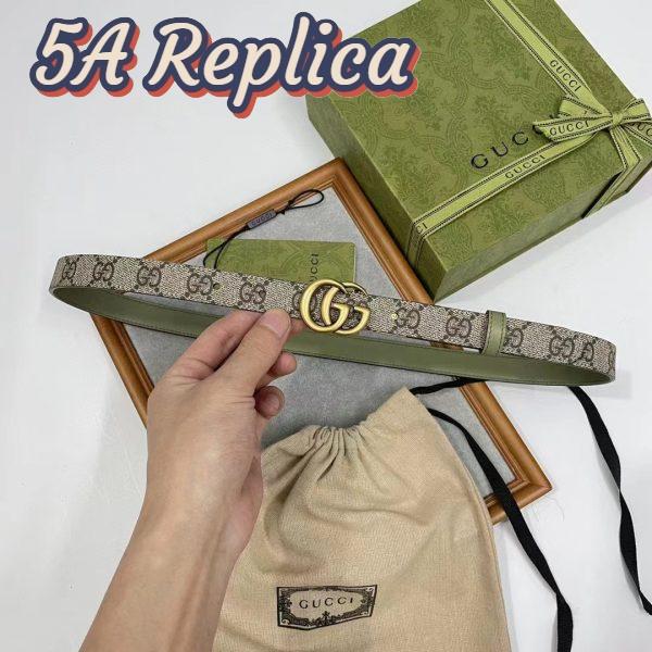 Replica Gucci GG Unisex Marmont Reversible Thin Belt Beige Ebony GG Supreme Canvas 7
