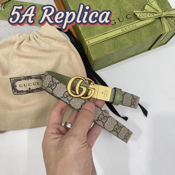 Replica Gucci GG Unisex Marmont Reversible Thin Belt Beige Ebony GG Supreme Canvas 8