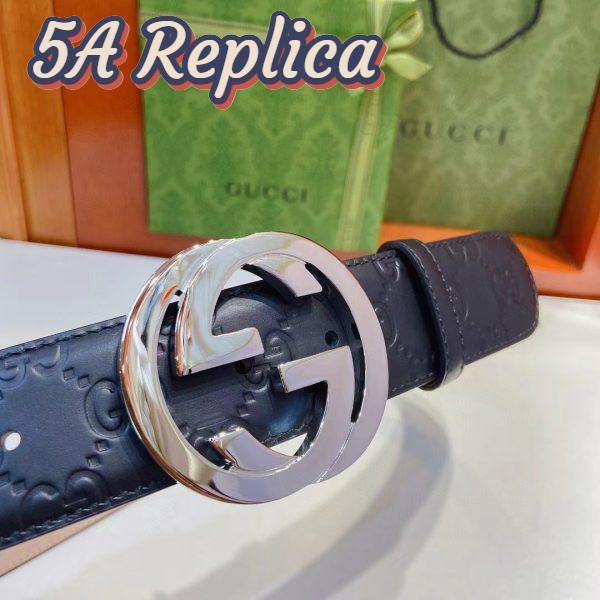 Replica Gucci GG Unisex Signature Leather Belt Black Interlocking G Buckle 3.8 CM Width 6