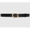 Replica Gucci GG Unisex Signature Leather Belt Black Interlocking G Buckle 3.8 CM Width 10