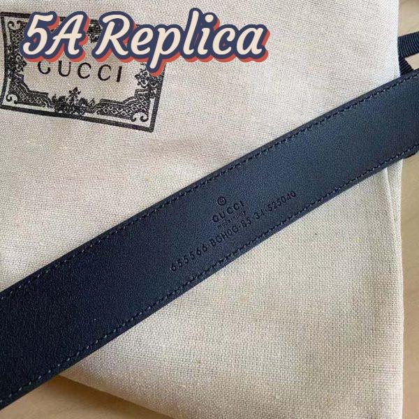 Replica Gucci GG Unisex Thin Belt with G Buckle Black Leather 3 Cm Width 8