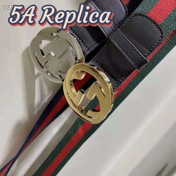Replica Gucci GG Unisex Web Belt with G Buckle Interlocking G Blue 4 cm Width 3