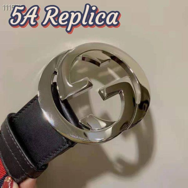 Replica Gucci GG Unisex Web Belt with G Buckle Interlocking G Blue 4 cm Width 5
