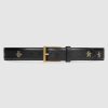 Replica Gucci Unisex Belt with Bees and Stars Bet in Black Metal-Free Tanned Leather
