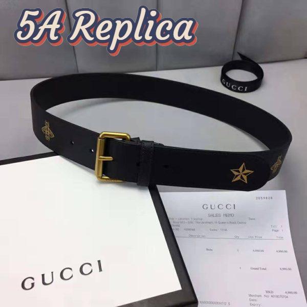 Replica Gucci Unisex Belt with Bees and Stars Bet in Black Metal-Free Tanned Leather 2