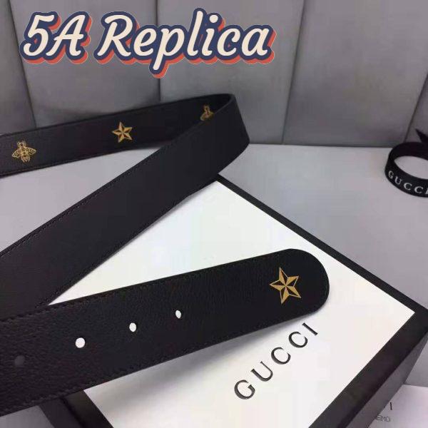 Replica Gucci Unisex Belt with Bees and Stars Bet in Black Metal-Free Tanned Leather 10