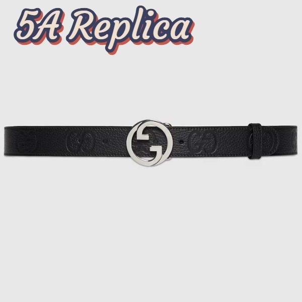 Replica Gucci Unisex Blondie Belt Black Maxi GG Leather G Buckle 3 CM Width