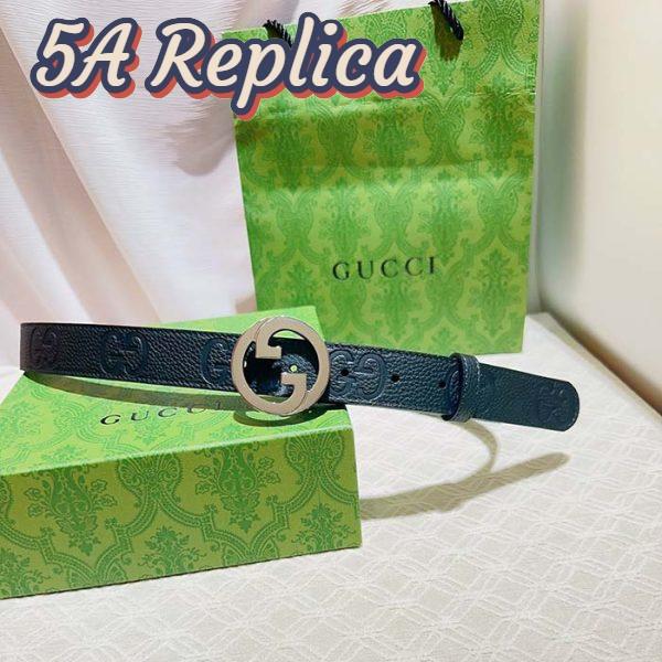Replica Gucci Unisex Blondie Belt Black Maxi GG Leather G Buckle 3 CM Width 2
