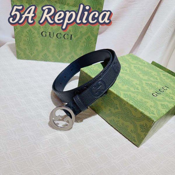 Replica Gucci Unisex Blondie Belt Black Maxi GG Leather G Buckle 3 CM Width 4