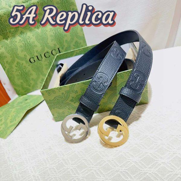 Replica Gucci Unisex Blondie Belt Black Maxi GG Leather G Buckle 3 CM Width 9