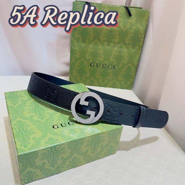 Replica Gucci Unisex Blondie Wide Belt Black Maxi GG Leather G Buckle 4 CM Width 2