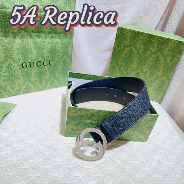 Replica Gucci Unisex Blondie Wide Belt Black Maxi GG Leather G Buckle 4 CM Width 4