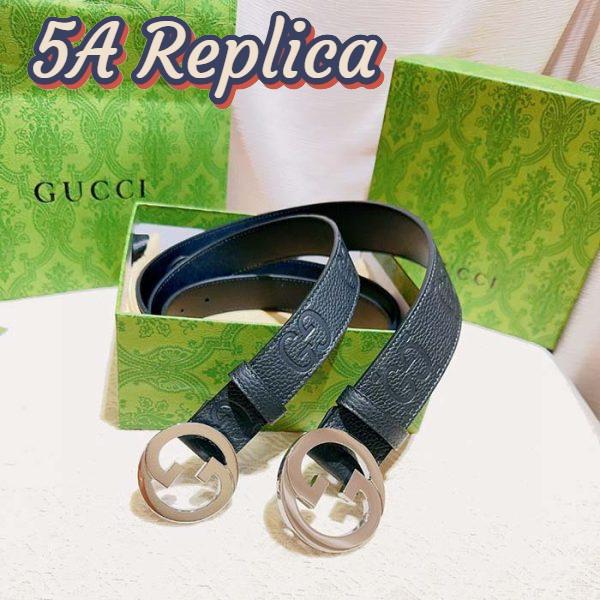 Replica Gucci Unisex Blondie Wide Belt Black Maxi GG Leather G Buckle 4 CM Width 5