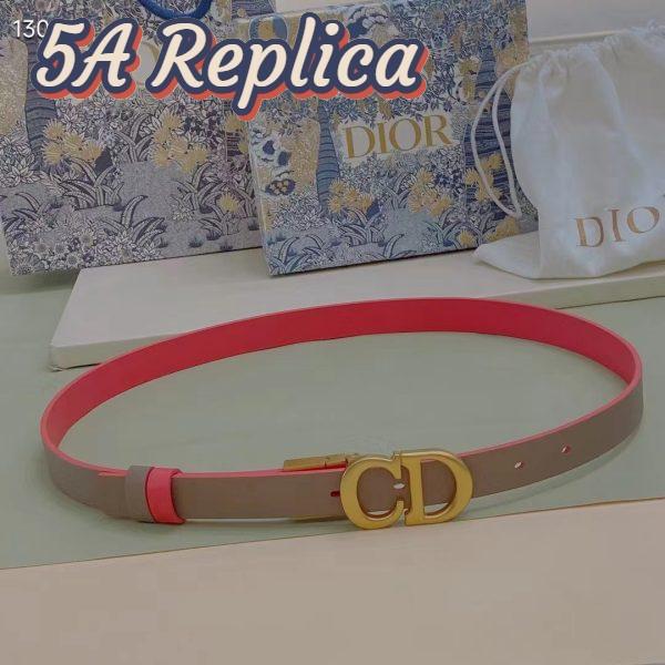 Replica Dior Unisex CD Reversible Saddle Belt Golden Saddle Rani Pink Latte Smooth Calfskin 4