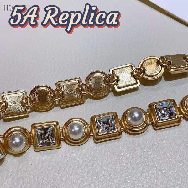 Replica Chanel Women Gold-Tone Glass Pearls Gold & Crystal Belt 8