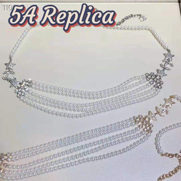 Replica Chanel Women Gold-Tone Metal Pearls & Strass Silver & Crystal Belt 4
