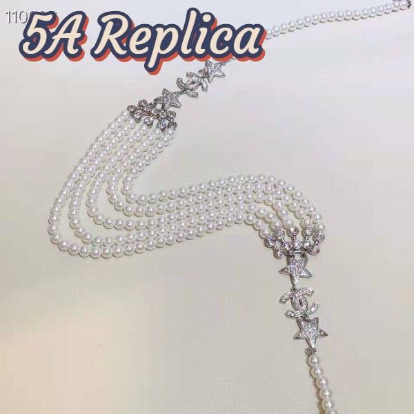 Replica Chanel Women Gold-Tone Metal Pearls & Strass Silver & Crystal Belt 5
