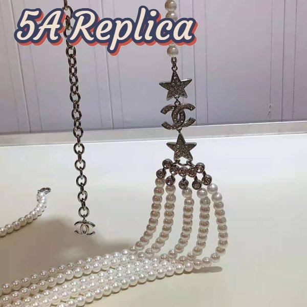 Replica Chanel Women Gold-Tone Metal Pearls & Strass Silver & Crystal Belt 6