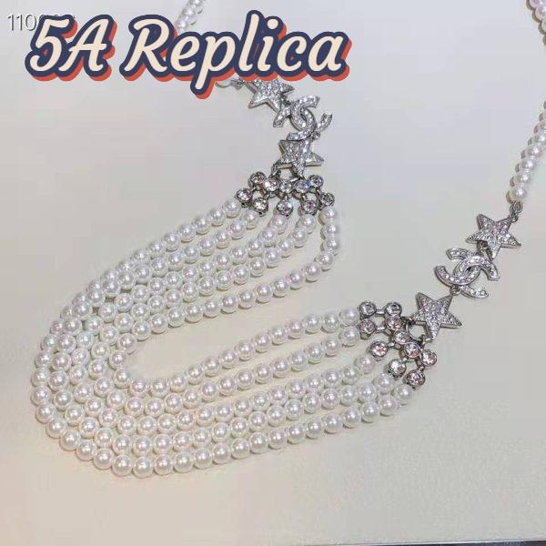 Replica Chanel Women Gold-Tone Metal Pearls & Strass Silver & Crystal Belt 7
