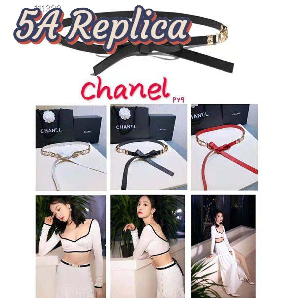 Replica Chanel Women Lambskin & Gold Metal Black Belt 10