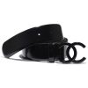 Replica Chanel Women Lambskin & Black-Tone Metal Belt-Black