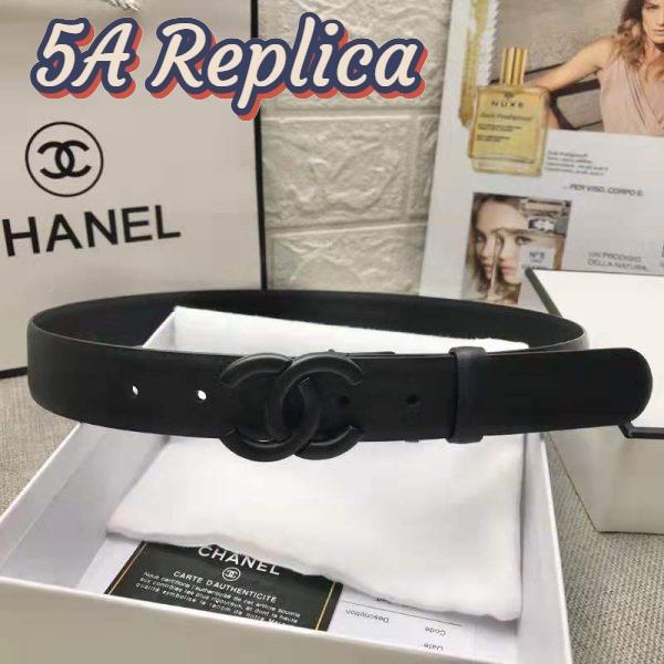 Replica Chanel Women Lambskin & Black-Tone Metal Belt-Black 3