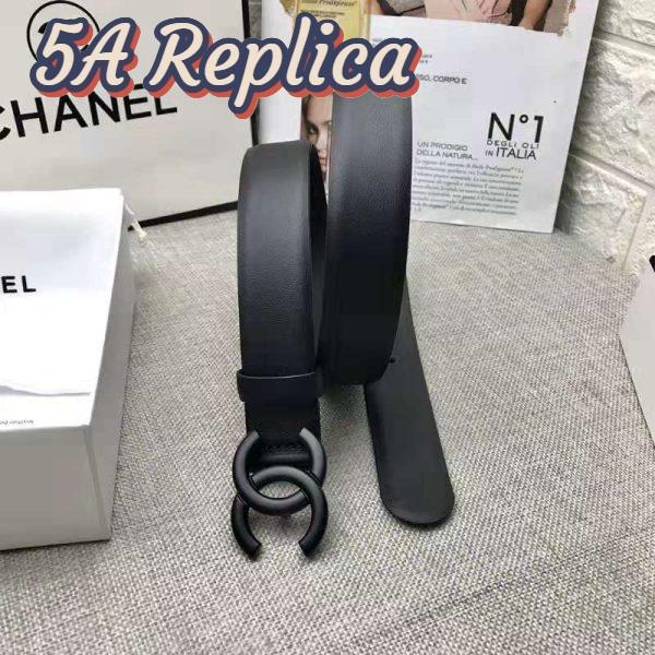 Replica Chanel Women Lambskin & Black-Tone Metal Belt-Black 5