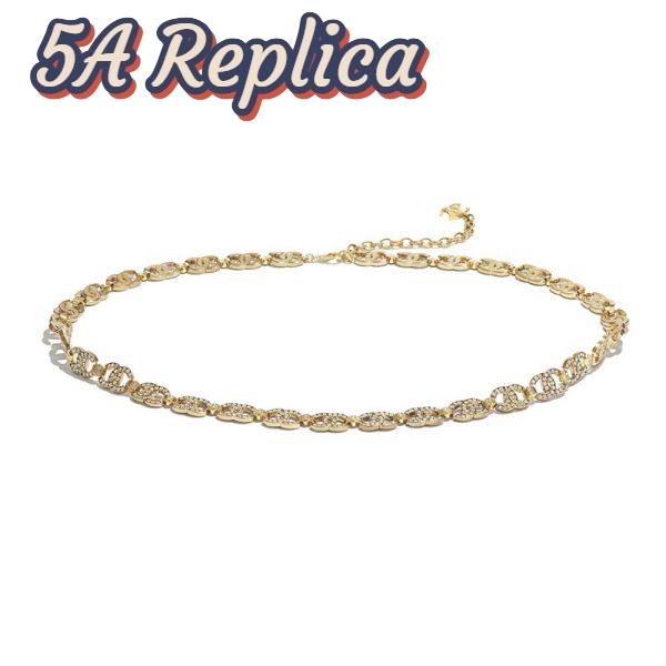 Replica Chanel Women Metal & Strass Gold & Crystal Belt