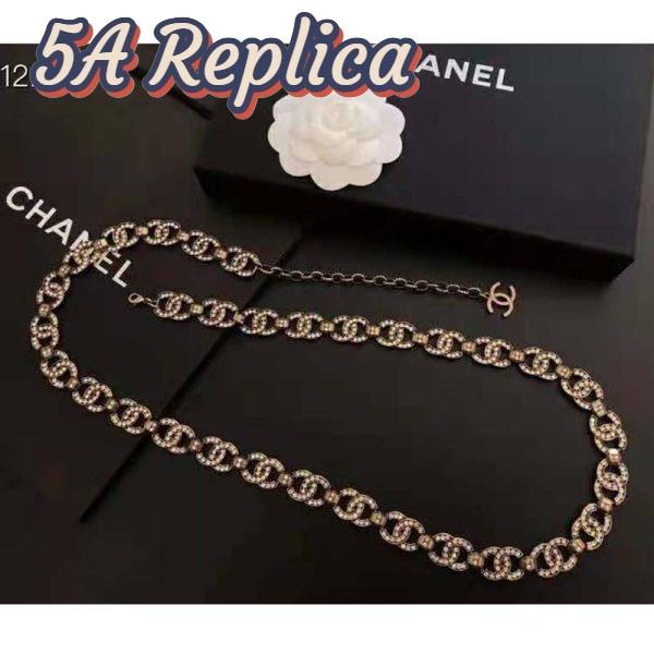 Replica Chanel Women Metal & Strass Gold & Crystal Belt 3