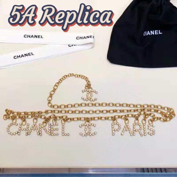 Replica Chanel Women Paris Metal & Strass Gold & Crystal Belt 5