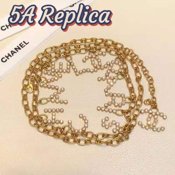 Replica Chanel Women Paris Metal & Strass Gold & Crystal Belt 7