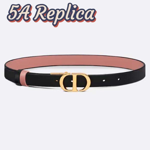 Replica Dior CD Unisex 30 Montaigne Reversible Belt Black Ethereal Pink Smooth Calfskin 20 MM Width 2
