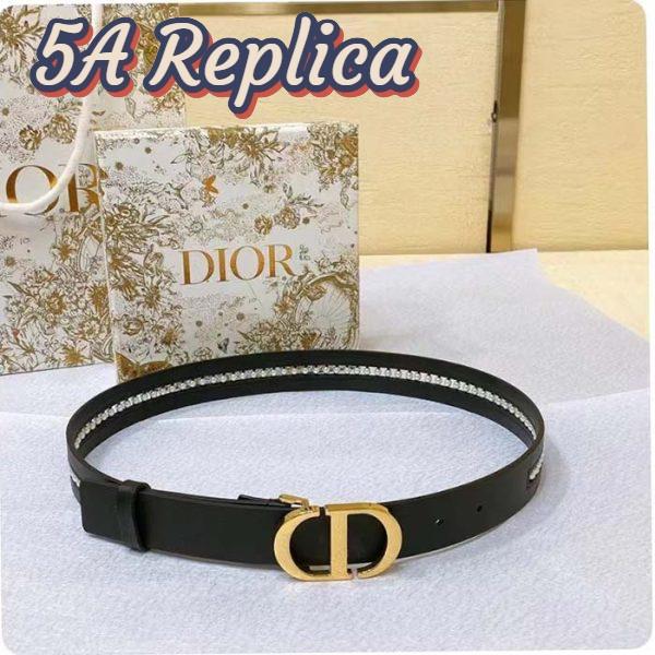 Replica Dior CD Women 30 Montaigne Belt Aesthetic Black Smooth Calfskin White Glass Pearls 25 MM Width 3