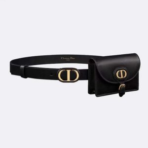 Replica Dior CD Women Dior Bobby Belt Removable Pouch Black Smooth Calfskin 20 MM Width