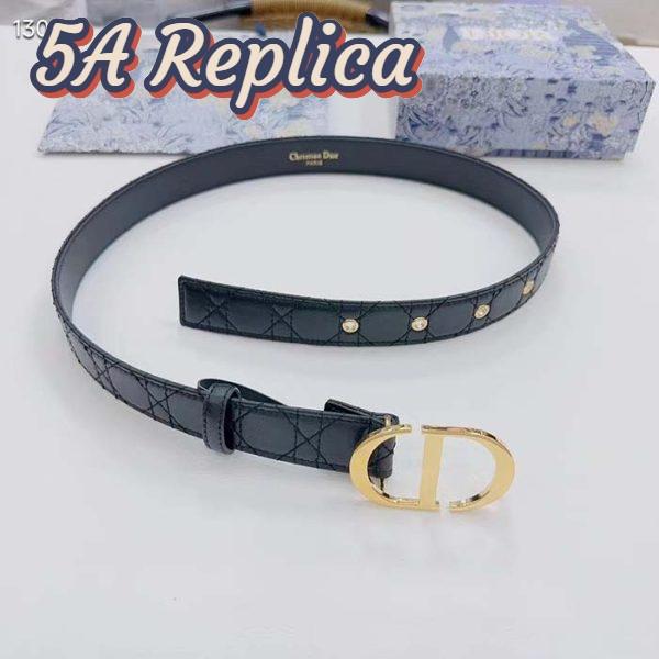 Replica Dior Unisex CD 30 Montaigne Belt Black Cannage Calfskin 3 CM Width 4